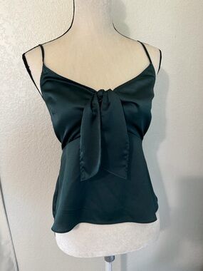 Abercrombie & Fitch Dark Green Satin Tie-Front Camisole